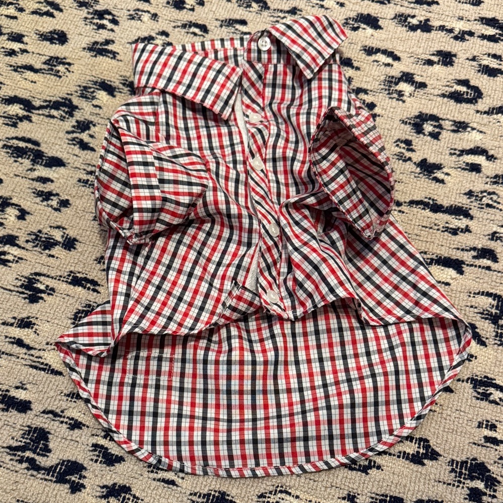 Red and Black Plaid Button-Up Shirt for the pampered pet